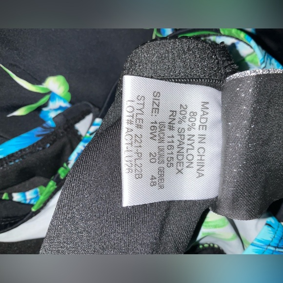 A.C.T swimsuit tropical blue floral print swim dress - Picture 6 of 6